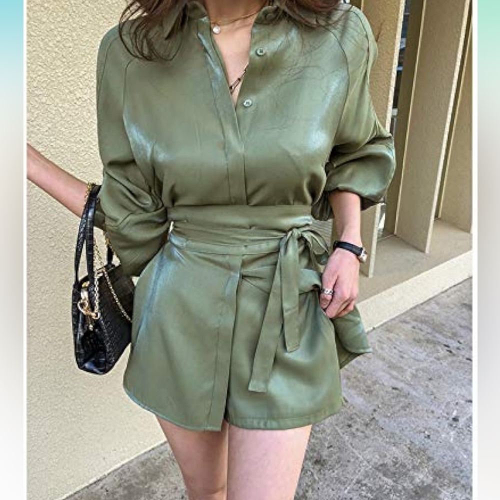 2 piece short and button down set.